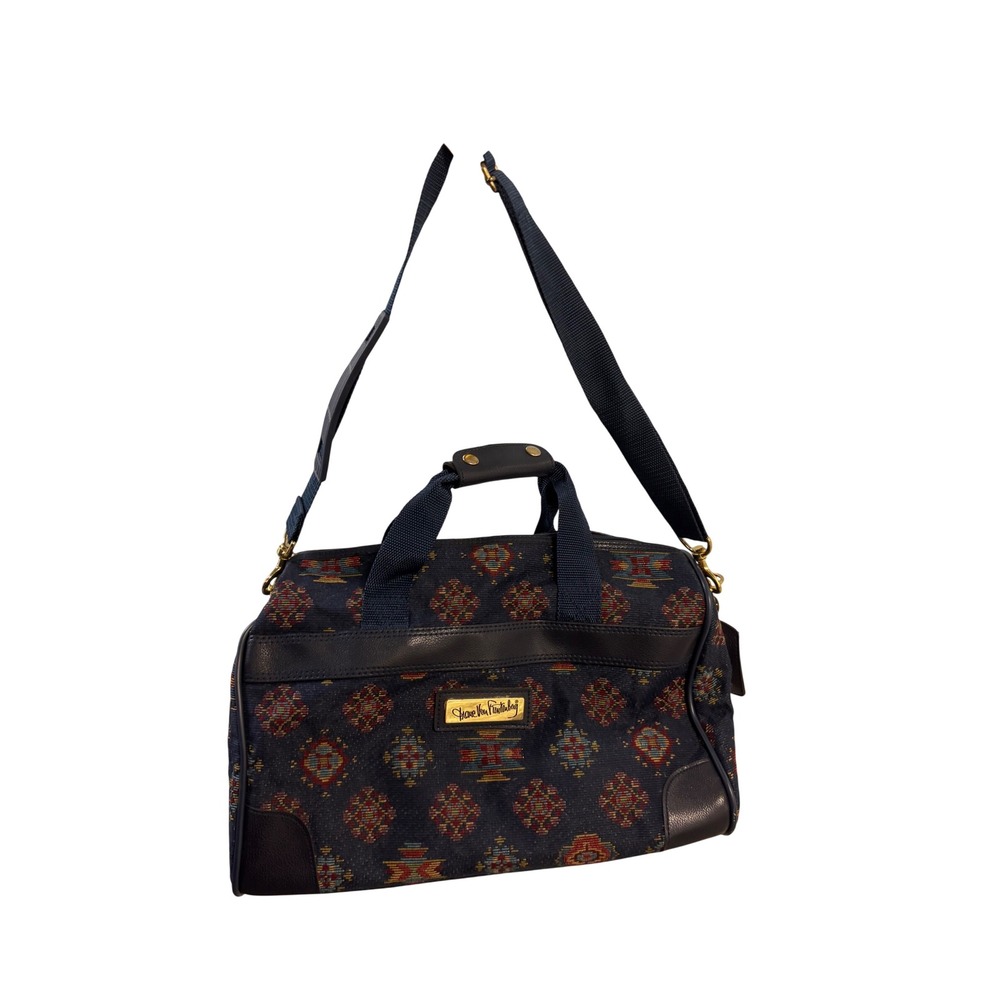 Diane Von Furstenberg Vintage Navy Tapestry Southwestern Duffel Weekender Bag